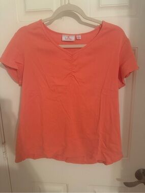 Quacker Factory Coral V-Neck Short Sleeve Top